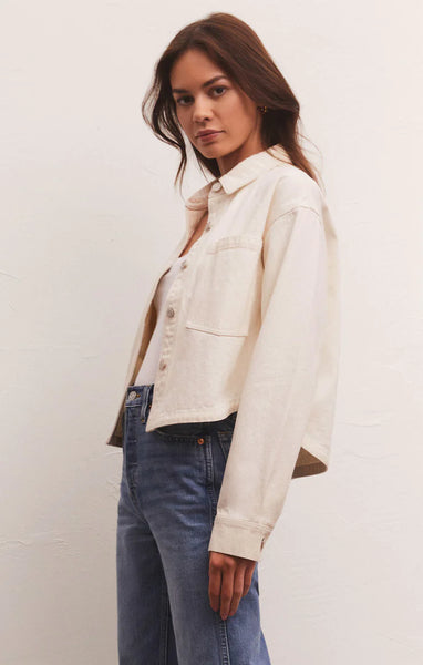 Sandshell Cropped Denim Jacket