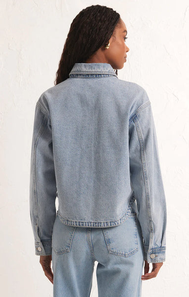 Sun Bleached Indigo Cropped Denim Jacket