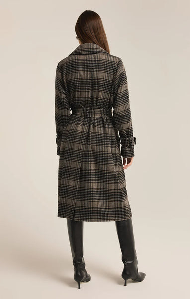 Latte Jackie Plaid Trench Coat