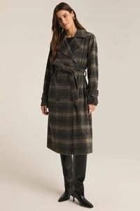 Latte Jackie Plaid Trench Coat