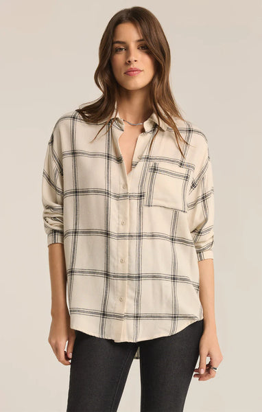 Sea Salt River Plaid Button Up