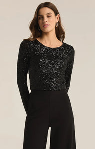 Black Aurora Sequin Top