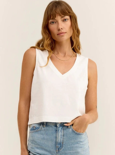 White Sloane V Neck Top