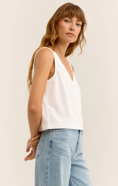 White Sloane V Neck Top