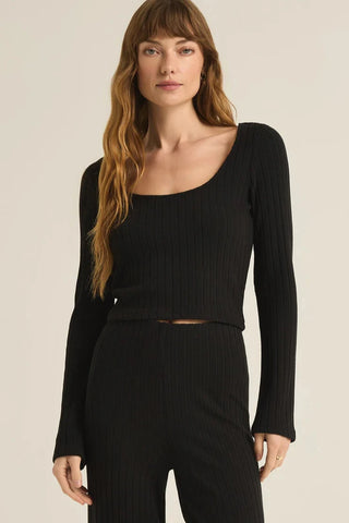 Black Madeline Rib Top