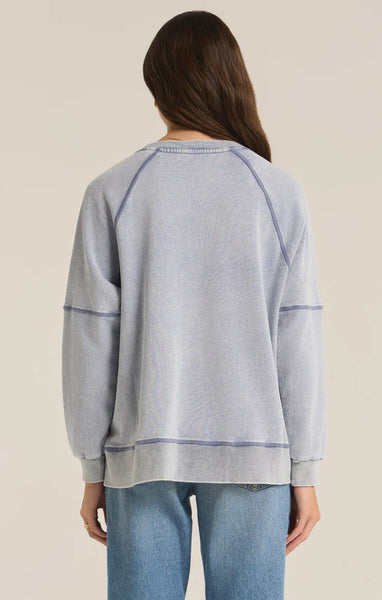 Washed Indigo Easy V Sweatshirt