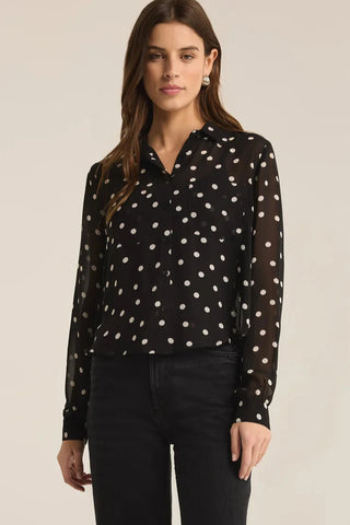 Black Vivienne Polka Dot Top