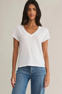 White Girlfriend V Neck Tee