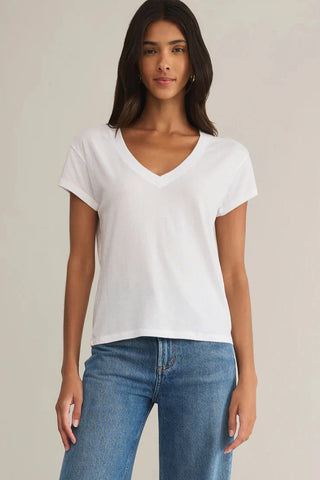 White Girlfriend V Neck Tee