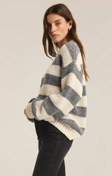 Classic Heather Grey Anders Stripe Sweater