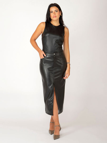 Black Faux Leather Tank