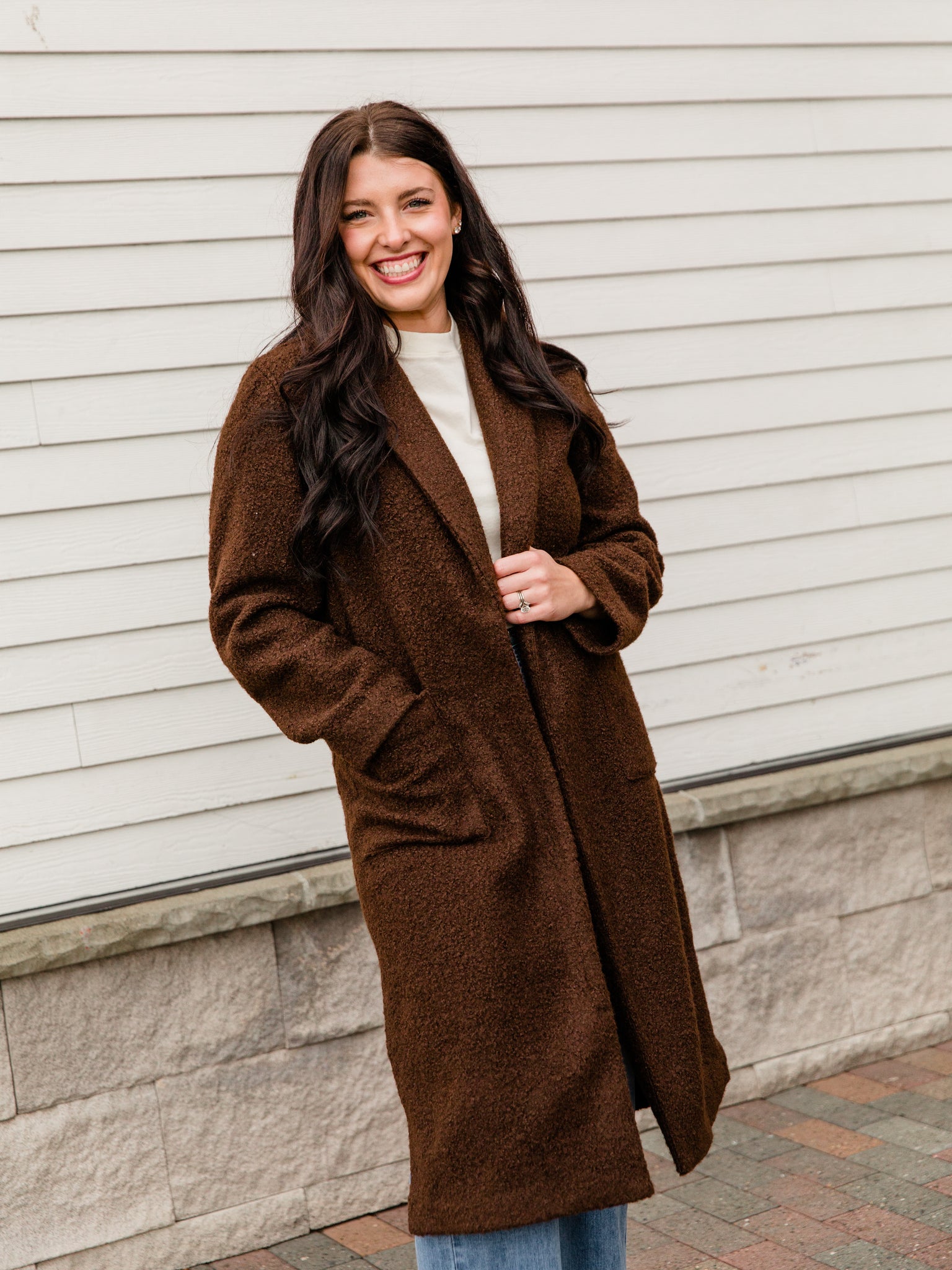 Chocolate Brown Open Front Coat