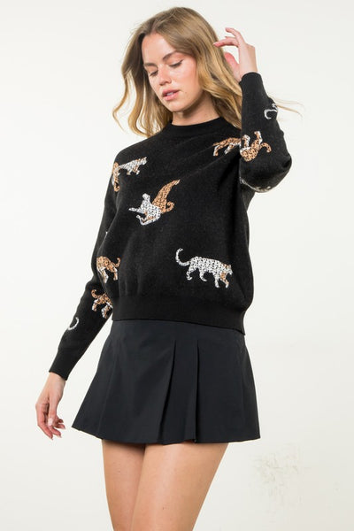 Black Animal Print Sweater