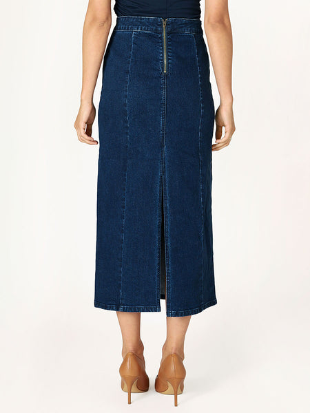 Dark Indigo Wash Maxi Skirt