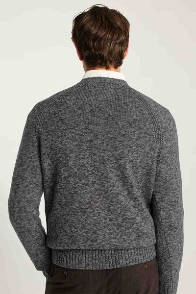 Dark Grey Marled Raglan Crew Neck Sweater