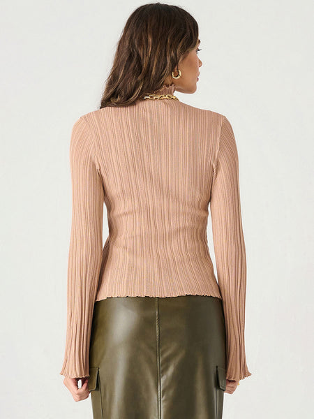 Camel Beige Flare Sleeve Top