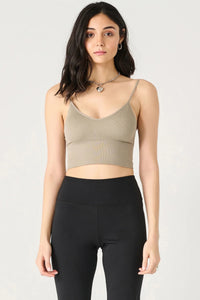 Taupe Cropped V Neck Cami