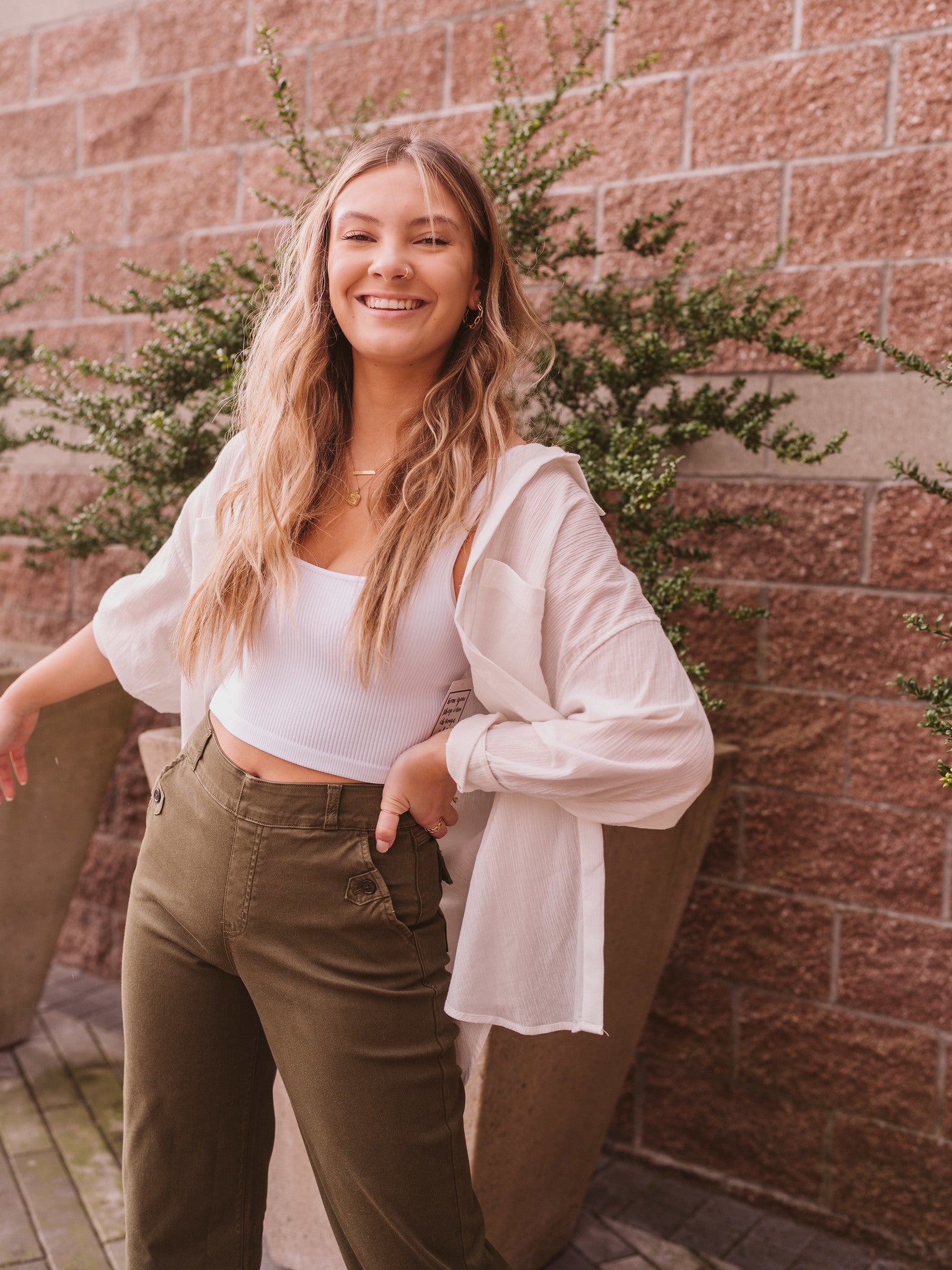 White Lalo Button Up Top