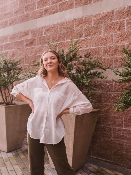 White Lalo Button Up Top