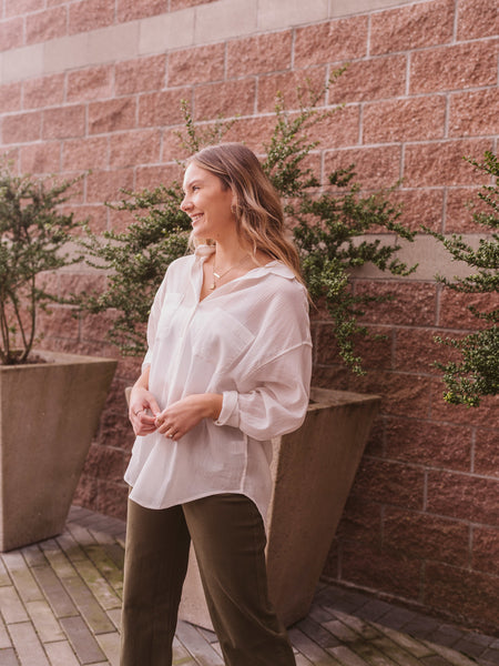 White Lalo Button Up Top