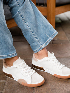 White & Tan Leather Zina Sneaker